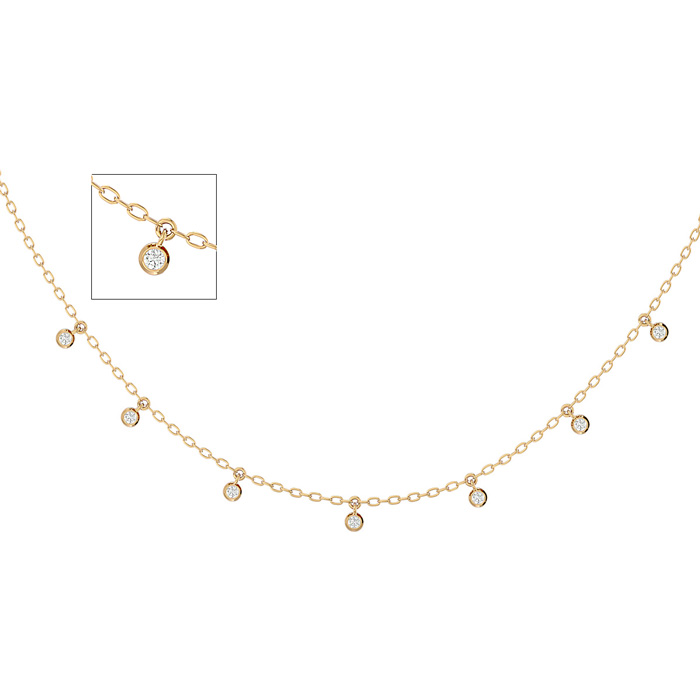 1/6 Carat Diamond Station Necklace in Yellow Gold (2.60 g), 16 Inches (G-H Color, SI1-SI2) by SuperJeweler