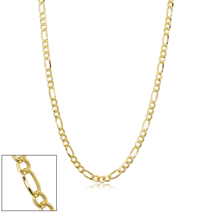 3.3mm Figaro Chain Necklace, 18 Inches, Yellow Gold (6.60 g) by SuperJeweler