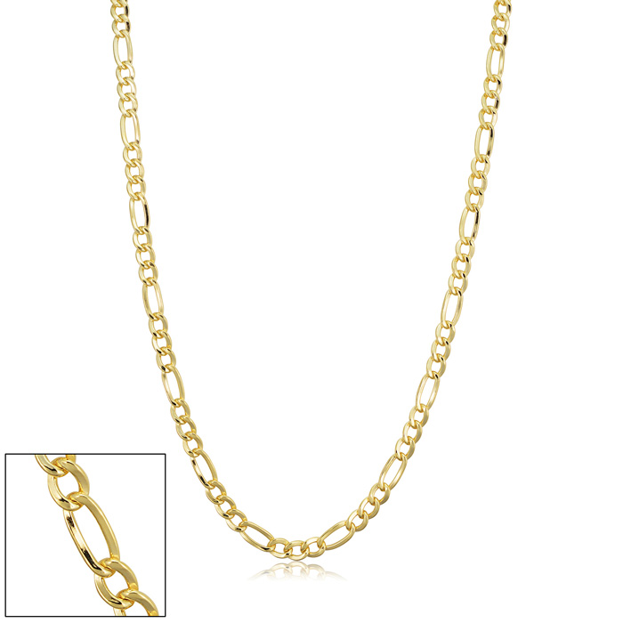 3.3mm Figaro Chain Necklace, 20 Inches, Yellow Gold (7.10 g) by SuperJeweler