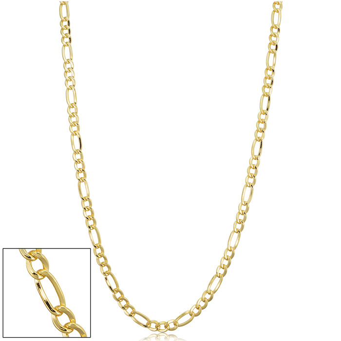 3.3mm Figaro Chain Necklace, 30 Inches, Yellow Gold (10.60 g) by SuperJeweler
