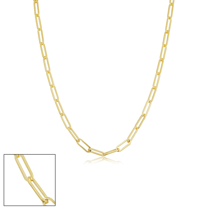 2.5mm Paperclip Chain Necklace, 16 Inches, Yellow Gold (3.25 g) by SuperJeweler