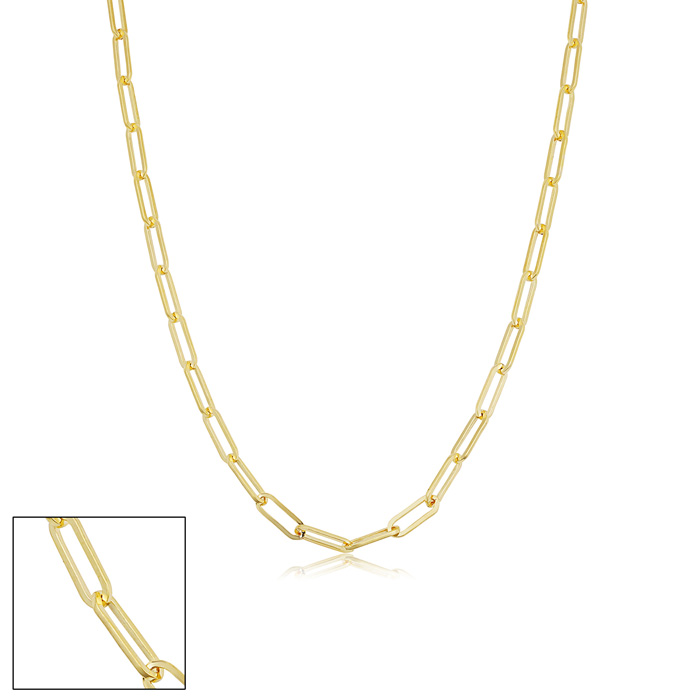 2.5mm Paperclip Chain Necklace, 18 Inches, Yellow Gold (3.65 g) by SuperJeweler