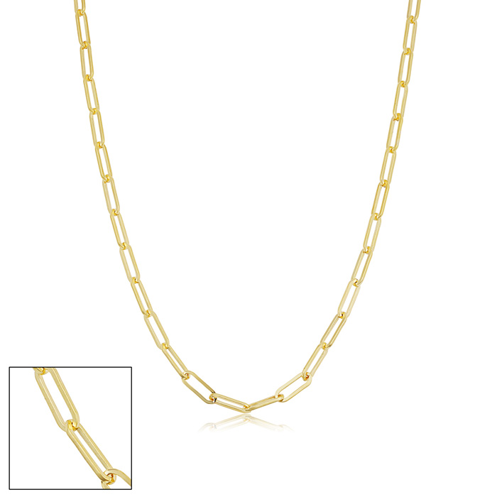 2.5mm Paperclip Chain Necklace, 20 Inches, Yellow Gold (4 g) by SuperJeweler