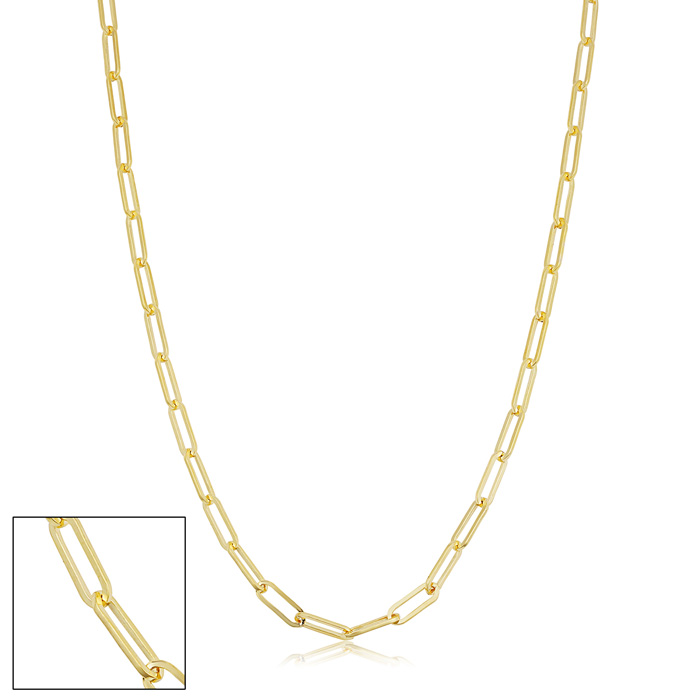 2.5mm Paperclip Chain Necklace, 30 Inches, Yellow Gold (5.85 g) by SuperJeweler