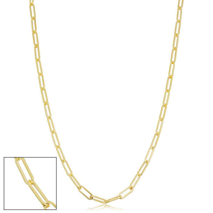 2.5mm Paperclip Chain Necklace, 36 Inches, Yellow Gold (6.95 g) by SuperJeweler