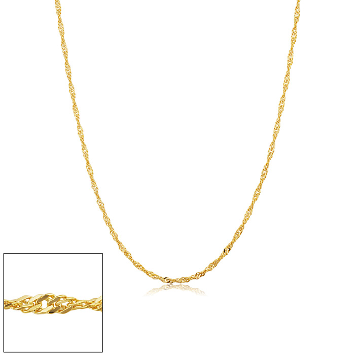 1.7mm Singapore Chain Necklace, 16 Inches, Yellow Gold (1.95 g) by SuperJeweler