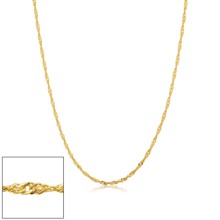 1.7mm Singapore Chain Necklace, 18 Inches, Yellow Gold (2.15 g) by SuperJeweler