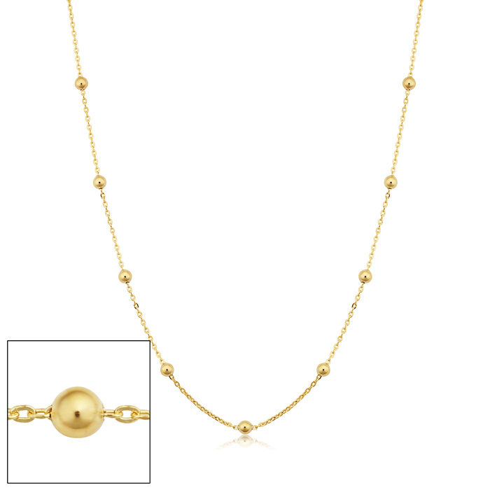 3mm Ball Chain Necklace, 20 Inches, Yellow Gold (2.70 g) by SuperJeweler