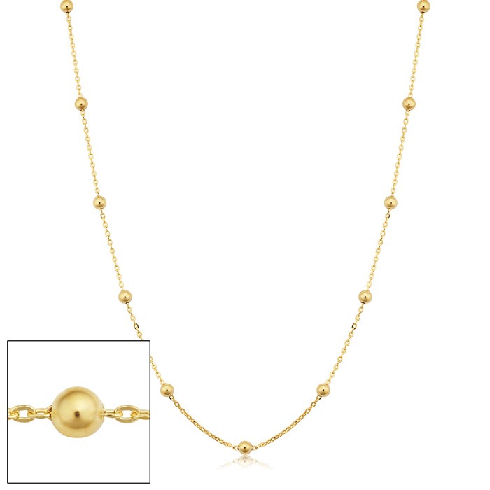 3mm Ball Chain Necklace, 24 Inches, Yellow Gold (3.20 g) by SuperJeweler
