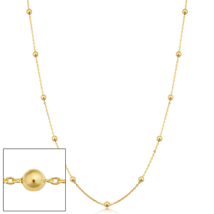 3mm Ball Chain Necklace, 30 Inches, Yellow Gold (3.90 g) by SuperJeweler
