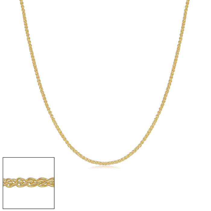 0.8mm Round Wheat Chain Necklace, 16 Inches, Yellow Gold (1.05 g) by SuperJeweler
