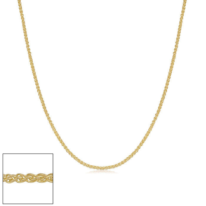 0.8mm Round Wheat Chain Necklace, 18 Inches, Yellow Gold (1.15 g) by SuperJeweler