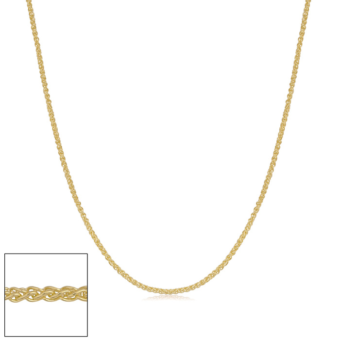 0.8mm Round Wheat Chain Necklace, 20 Inches, Yellow Gold (1.25 g) by SuperJeweler