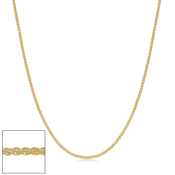 0.8mm Round Wheat Chain Necklace, 24 Inches, Yellow Gold (1.45 g) by SuperJeweler