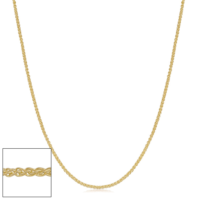 0.8mm Round Wheat Chain Necklace, 30 Inches, Yellow Gold (1.65 g) by SuperJeweler