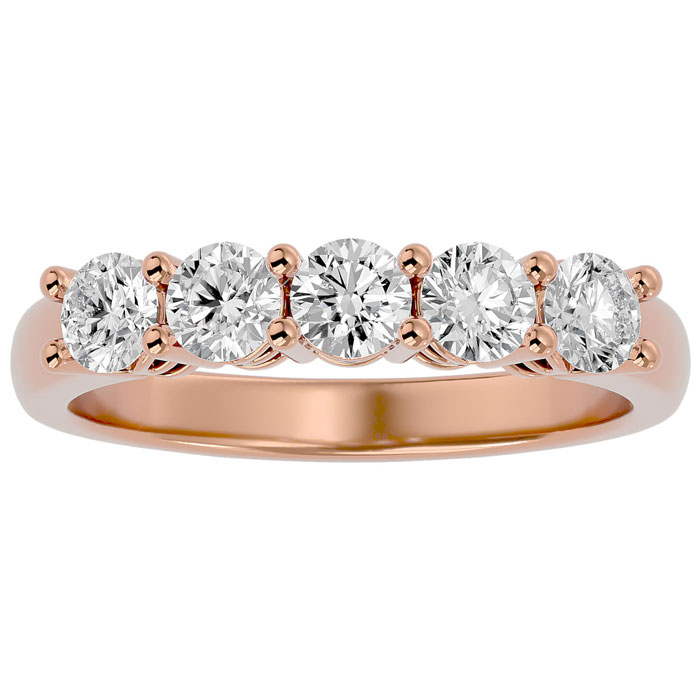 1 Carat Five Diamond Wedding Band in Rose Gold (, I1-I2), Size 4 by SuperJeweler