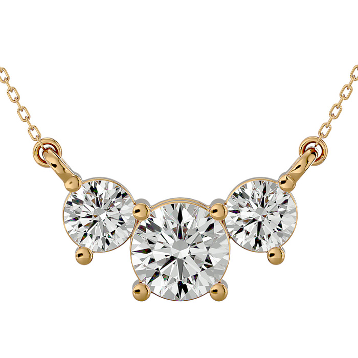 1.25 Carat Moissanite Three Stone Necklace in 14K Yellow Gold (2.50 g), 18 Inches, E/F Color by SuperJeweler