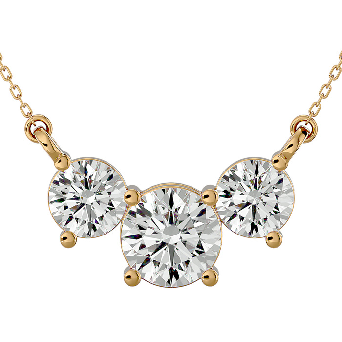 1 3/4 Carat Moissanite Three Stone Necklace in 14K Yellow Gold (2.75 g), 18 Inches, E/F Color by SuperJeweler