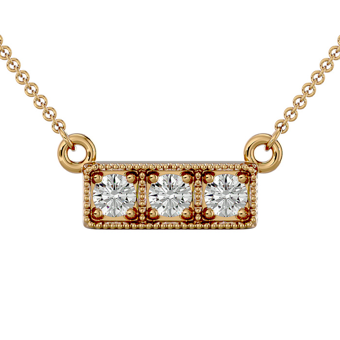 1/4 Carat Diamond Three Stone Necklace in 14K Yellow Gold (2.50 g), 18 Inches (, SI2-I1) by SuperJeweler