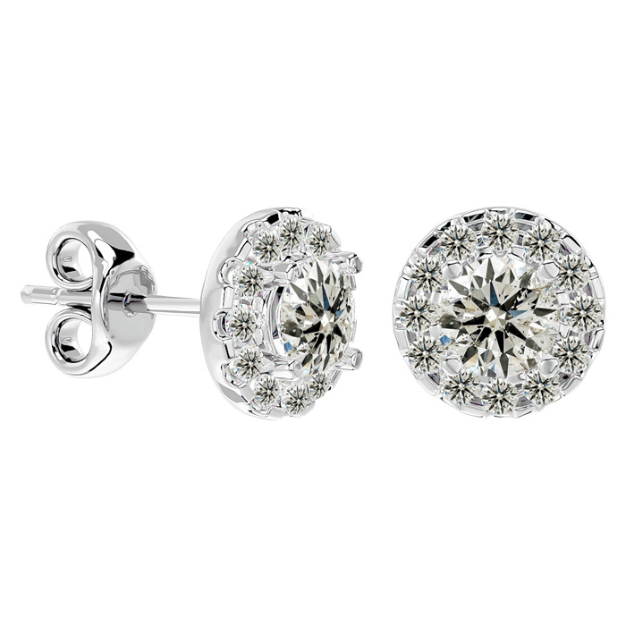 Halo Diamond Stud Earrings