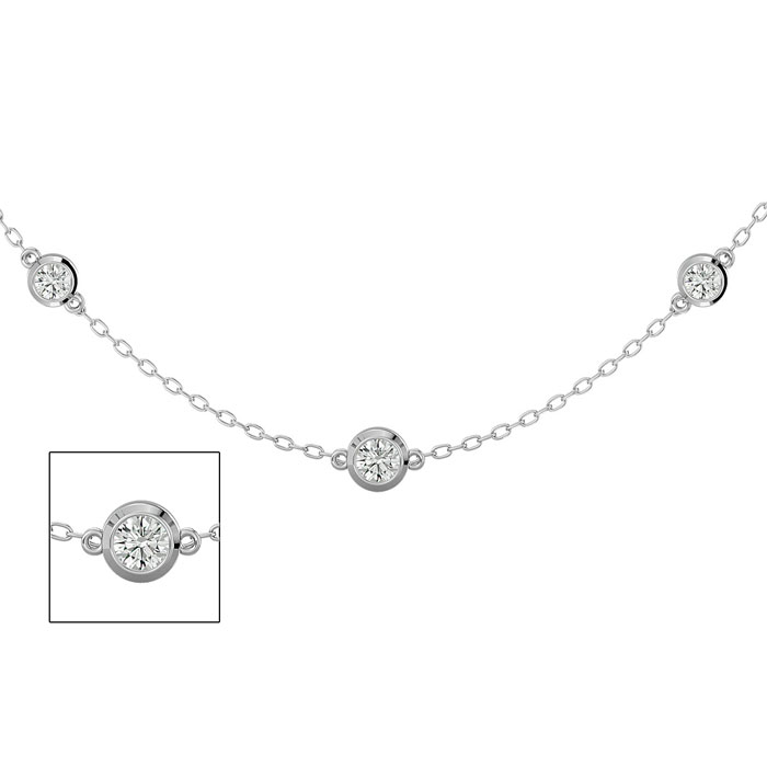 14K White Gold (5.70 g) 1.5 Carat Graduated Diamonds By The Yard Necklace, 16-18 Inches (, SI2-I1) by SuperJeweler