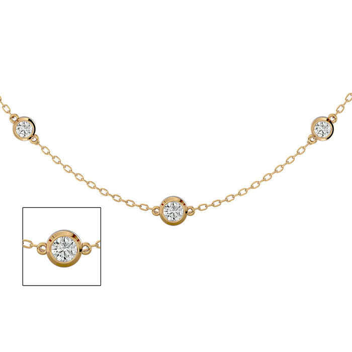 14K Yellow Gold (5.70 g) 1.5 Carat Graduated Diamonds By The Yard Necklace, 16-18 Inches (, SI2-I1) by SuperJeweler