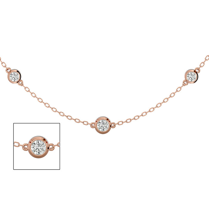 14K Rose Gold (5.70 g) 1.5 Carat Graduated Diamonds By The Yard Necklace, 16-18 Inches (, SI2-I1) by SuperJeweler