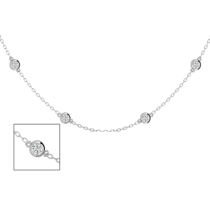 14K White Gold (5 g) 1.5 Carat Diamonds By The Yard Necklace, 16-18 Inches (, SI2-I1) by SuperJeweler