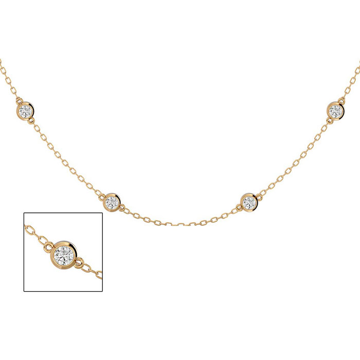 14K Yellow Gold (5 g) 1.5 Carat Diamonds By The Yard Necklace, 16-18 Inches (, SI2-I1) by SuperJeweler