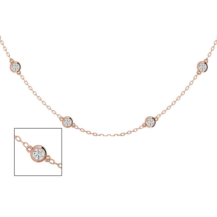 14K Rose Gold (5 g) 1.5 Carat Diamonds By The Yard Necklace, 16-18 Inches (, SI2-I1) by SuperJeweler