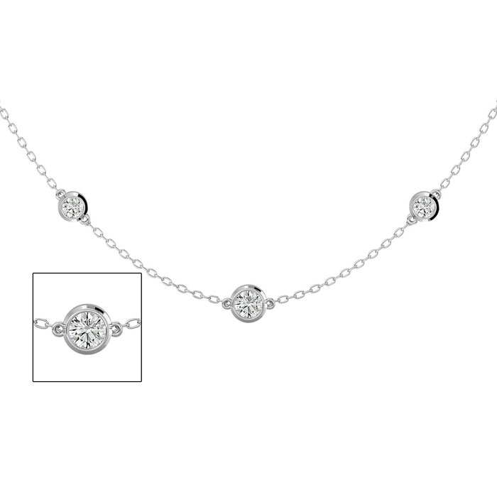 14K White Gold (5.70 g) 2 Carat Graduated Diamonds By The Yard Necklace, 16-18 Inches (, SI2-I1) by SuperJeweler