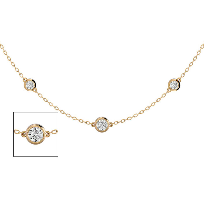 14K Yellow Gold (5.70 g) 2 Carat Graduated Diamonds By The Yard Necklace, 16-18 Inches (, SI2-I1) by SuperJeweler