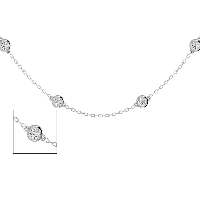 14K White Gold (6.30 g) 2 Carat Diamonds By The Yard Necklace, 16-18 Inches (, SI2-I1) by SuperJeweler