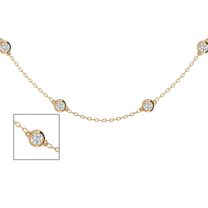 14K Yellow Gold (6.30 g) 2 Carat Diamonds By The Yard Necklace, 16-18 Inches (, SI2-I1) by SuperJeweler