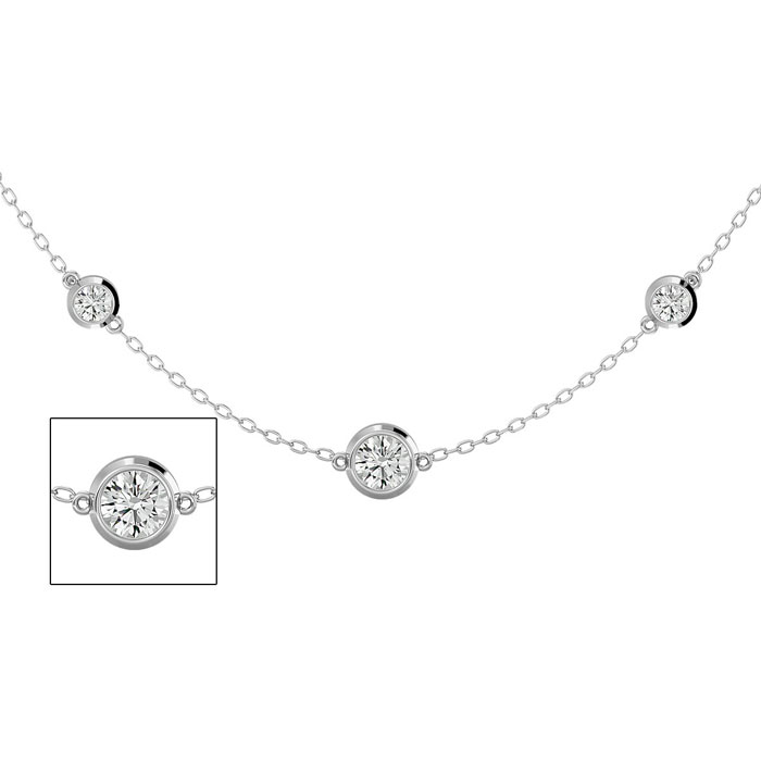 14K White Gold (7.80 g) 2 3/4 Carat Graduated Diamonds By The Yard Necklace, 16-18 Inches (, SI2-I1) by SuperJeweler