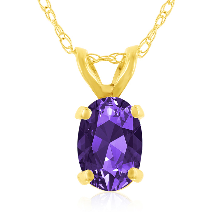 .40 Carat Oval Shaped Amethyst Pendant Necklace in 14k Yellow Gold (0.7 g), 18 Inches by SuperJeweler