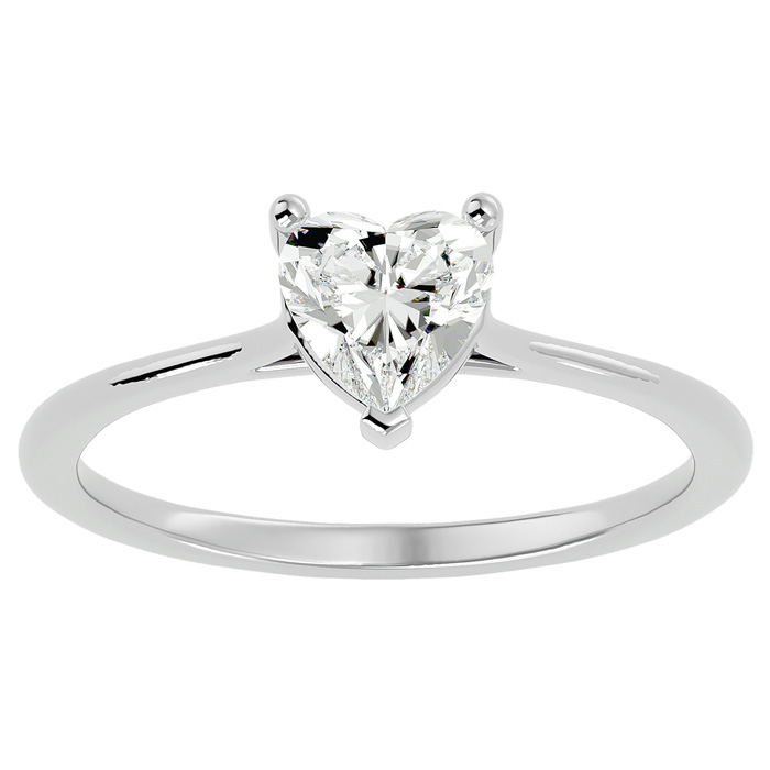 3/4 Carat Heart Shape Moissanite Solitaire Engagement Ring in 14K White Gold (2 g), E/F Color, Size 4 by SuperJeweler