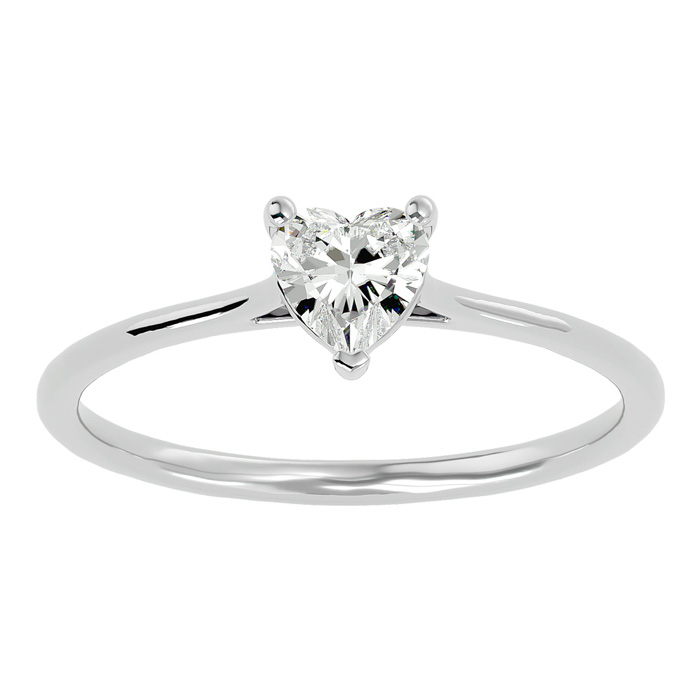 1/2 Carat Heart Shape Moissanite Solitaire Engagement Ring in 14K White Gold (2 g), E/F Color, Size 4 by SuperJeweler