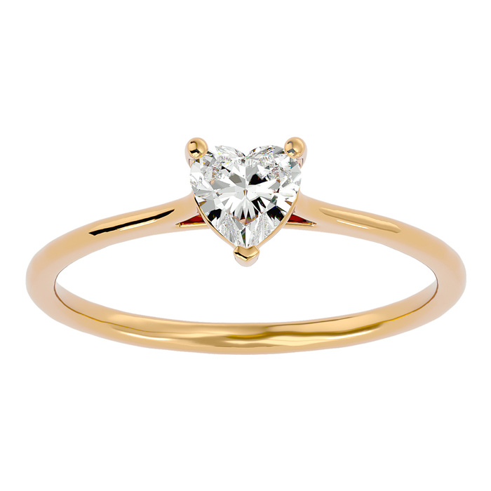 1/2 Carat Heart Shape Moissanite Solitaire Engagement Ring in 14K Yellow Gold (2 g), E/F Color, Size 4 by SuperJeweler