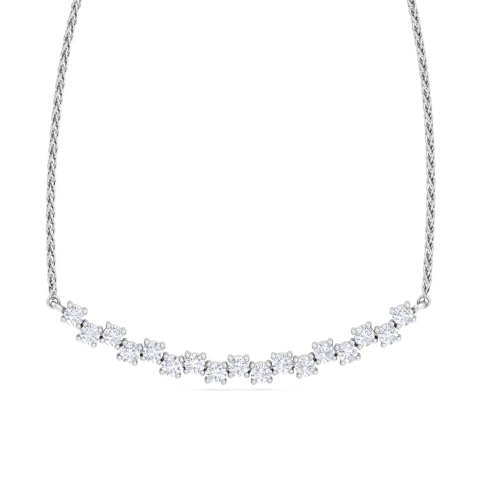 3/4 Carat Diamond Cluster Bar Necklace in 14K White Gold (4 g), 18 Inches (, SI2-I1) by SuperJeweler