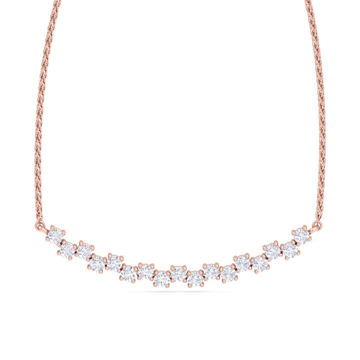 3/4 Carat Diamond Cluster Bar Necklace in 14K Rose Gold (4 g), 18 Inches (, SI2-I1) by SuperJeweler