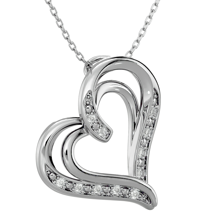 10 Diamond Natural Rose Cut Diamond Heart Necklace w/ Free Chain, 18 Inches,  by SuperJeweler