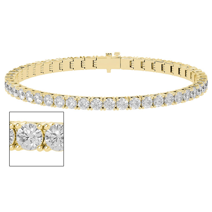 7 Carat Moissanite Tennis Bracelet in 14K Yellow Gold (7.7 g), 7 Inches, G/H Color by SuperJeweler