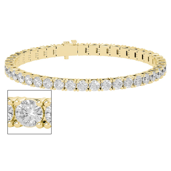 11.5 Carat Moissanite Tennis Bracelet in 14K Yellow Gold (14.70 g), 7 Inches, G/H Color by SuperJeweler
