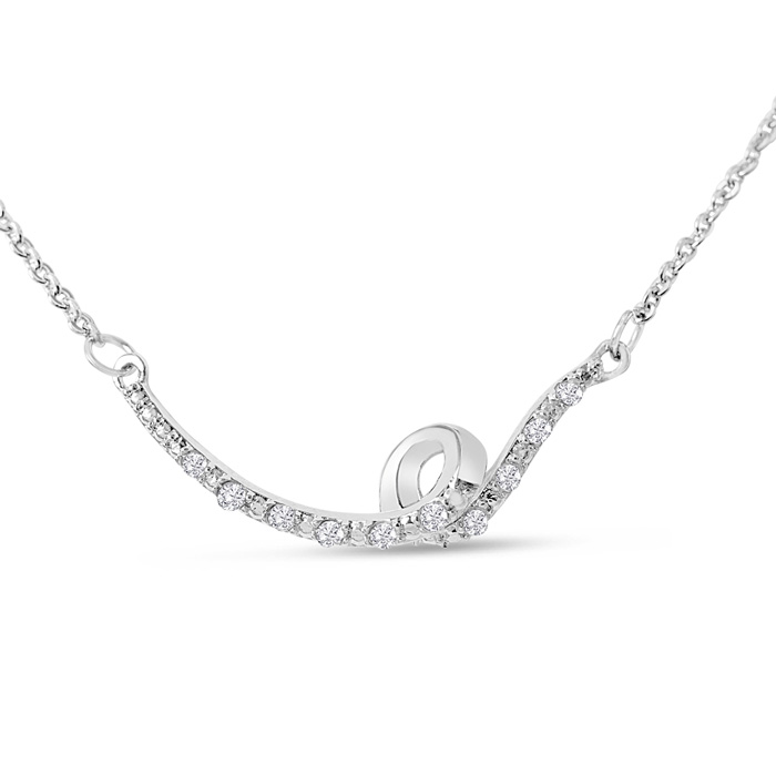 0.07 Carat Diamond Bar Swirl Necklace w/ Free Chain, 18 Inches,  by SuperJeweler