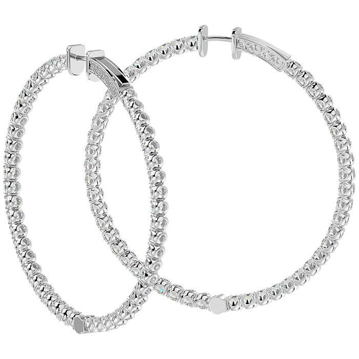 7 3/4 Carat Diamond Hoop Earrings in 14K White Gold (20 g), 2 Inches (, I1-I2) by SuperJeweler