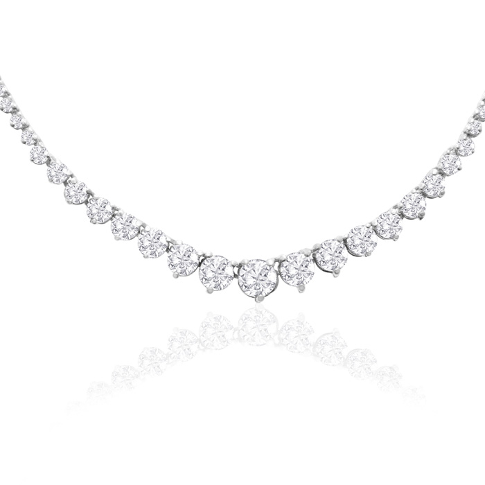 Graduated 4 Carat Diamond Tennis Necklace in 14K White Gold (17 g) (