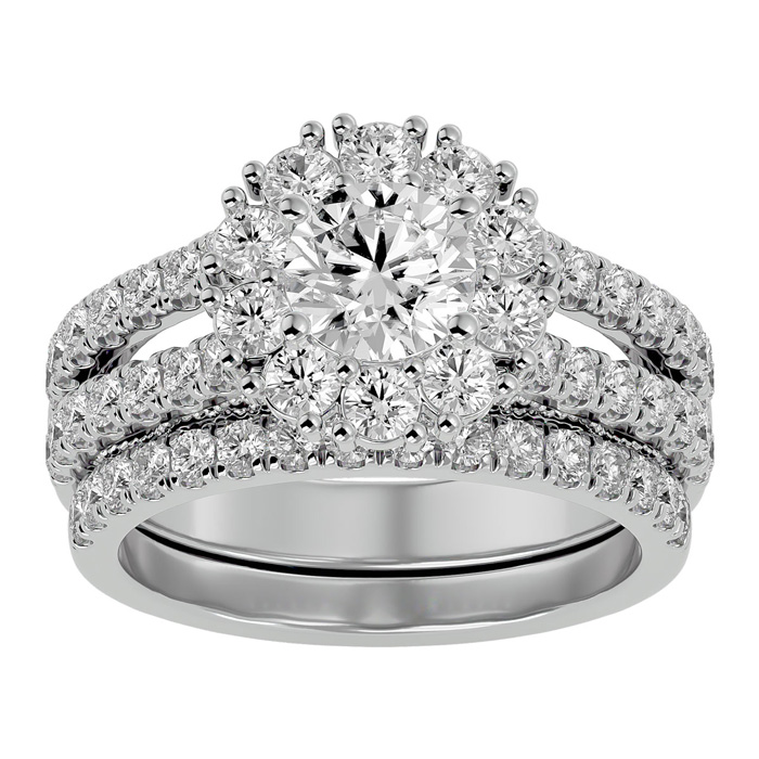 2.5 Carat Moissanite Bridal Ring Set in 14K White Gold (8.60 g), E/F Color, Size 4 by SuperJeweler