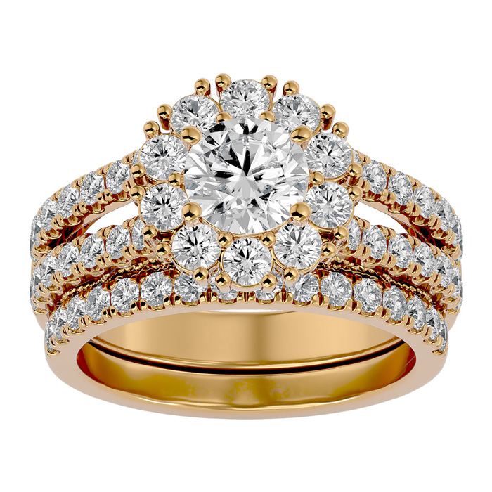 2.5 Carat Moissanite Bridal Ring Set in 14K Yellow Gold (8.60 g), E/F Color, Size 4 by SuperJeweler