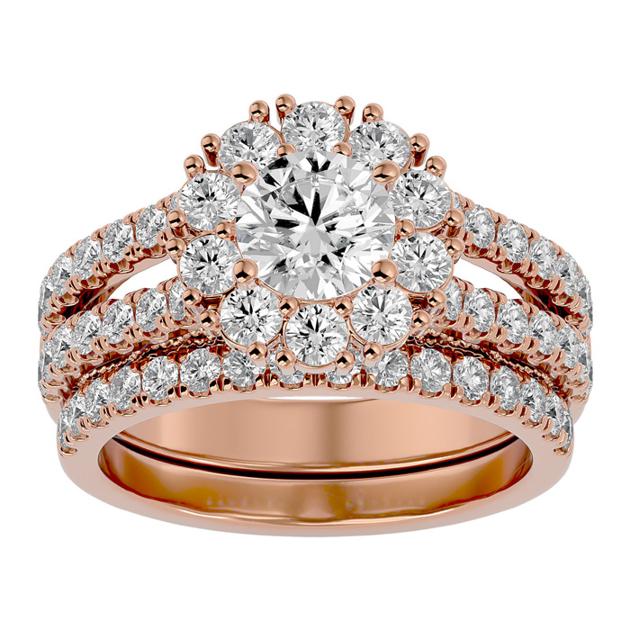 2.5 Carat Moissanite Bridal Ring Set in 14K Rose Gold (8.60 g), E/F Color, Size 4 by SuperJeweler